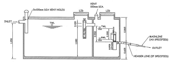 Gravity siphon dosing septic tank